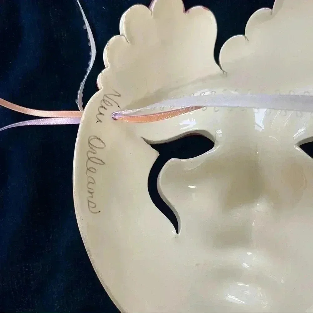 Beautiful Vintage Mardi Gras Ceramic Masks W/ 1 Signed New Orleans